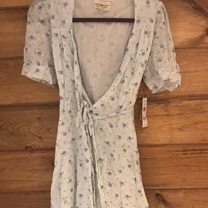 Light cotton floral wrap dress